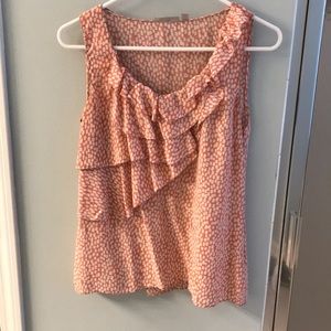 Halogen salmon pink tank blouse with ruffles